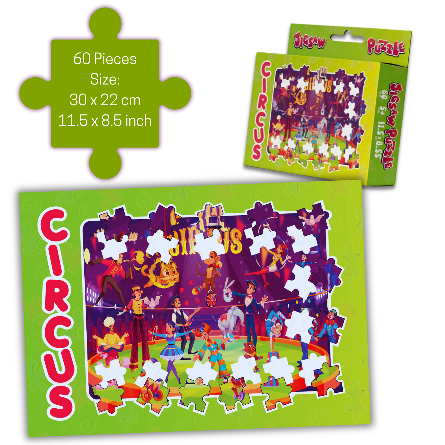 Educational Puzzles for Kids | 60 Pieces | Set of 8