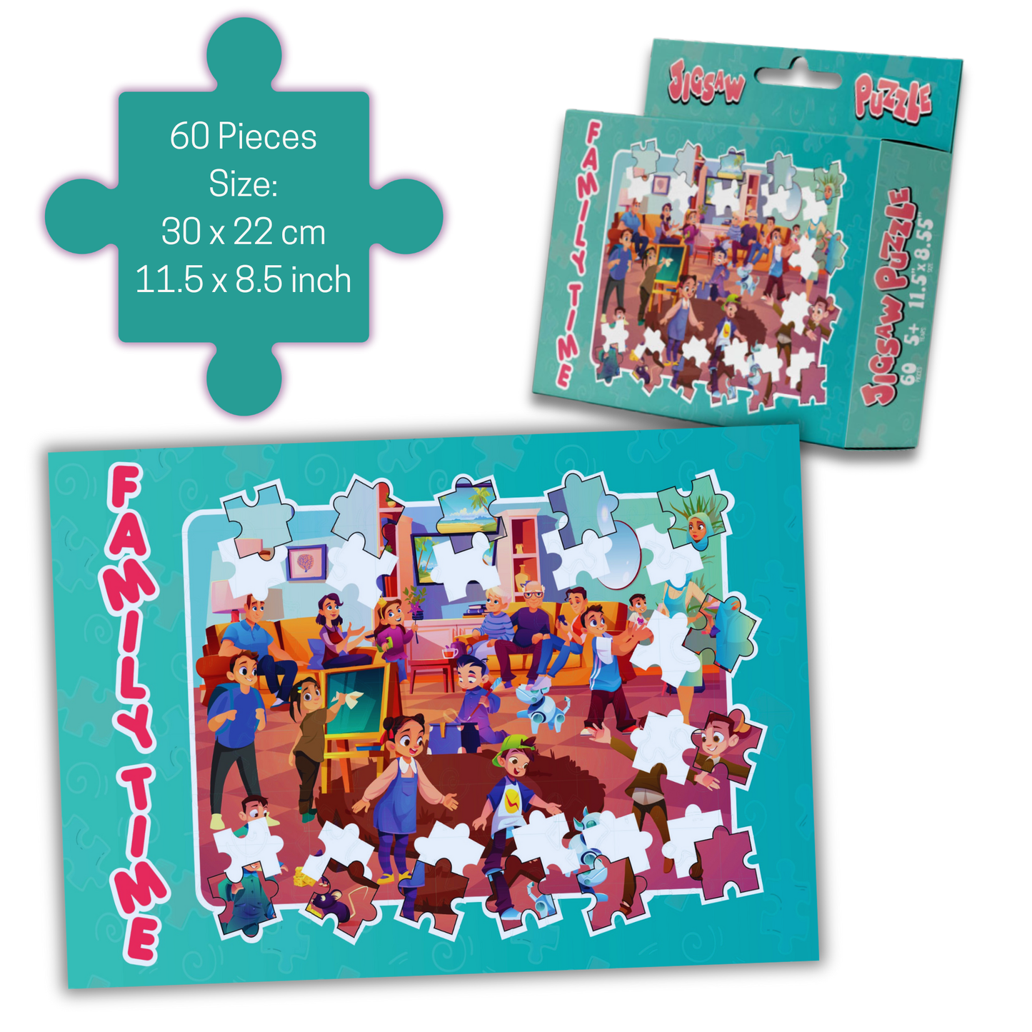 Educational Puzzles for Kids | 60 Pieces | Set of 8