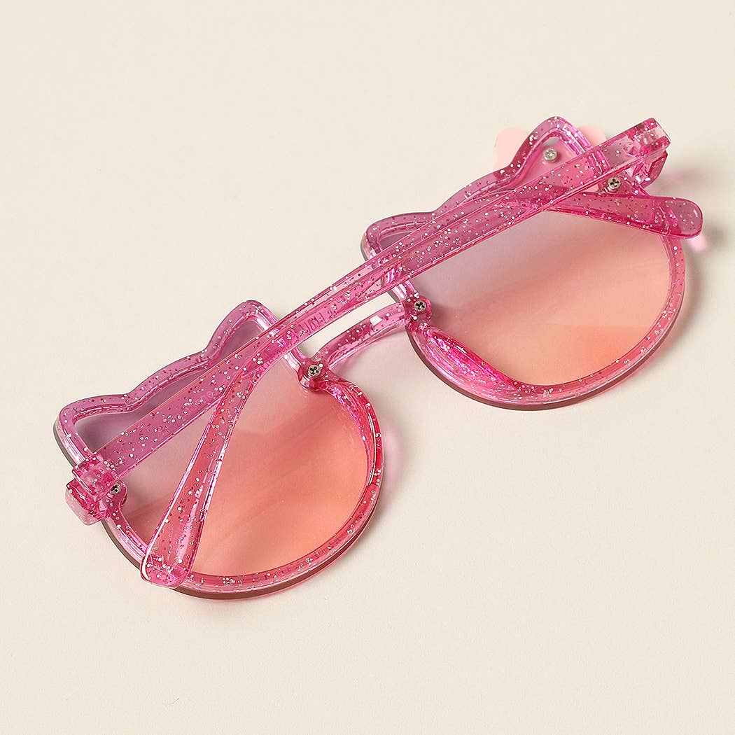 Kid's Bow Decor Cat Glitter Sunglasses