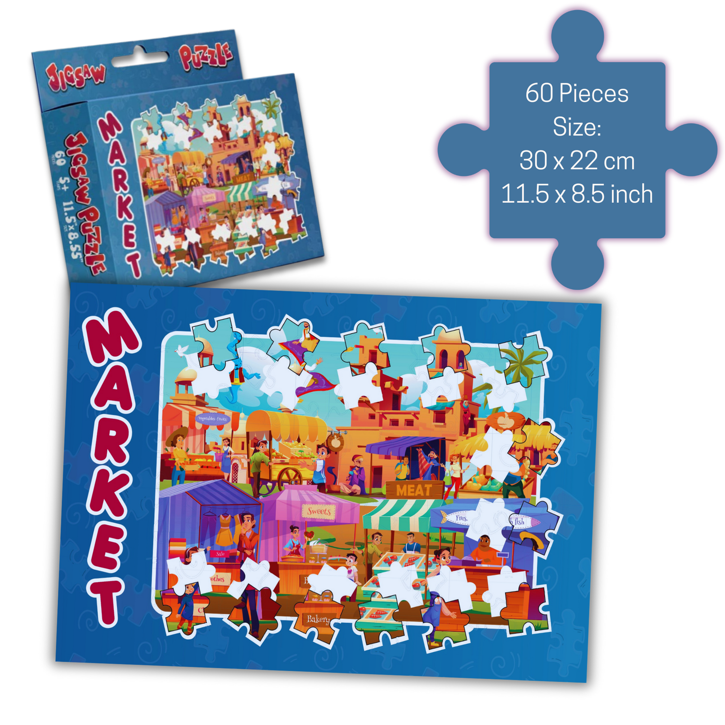 Educational Puzzles for Kids | 60 Pieces | Set of 8