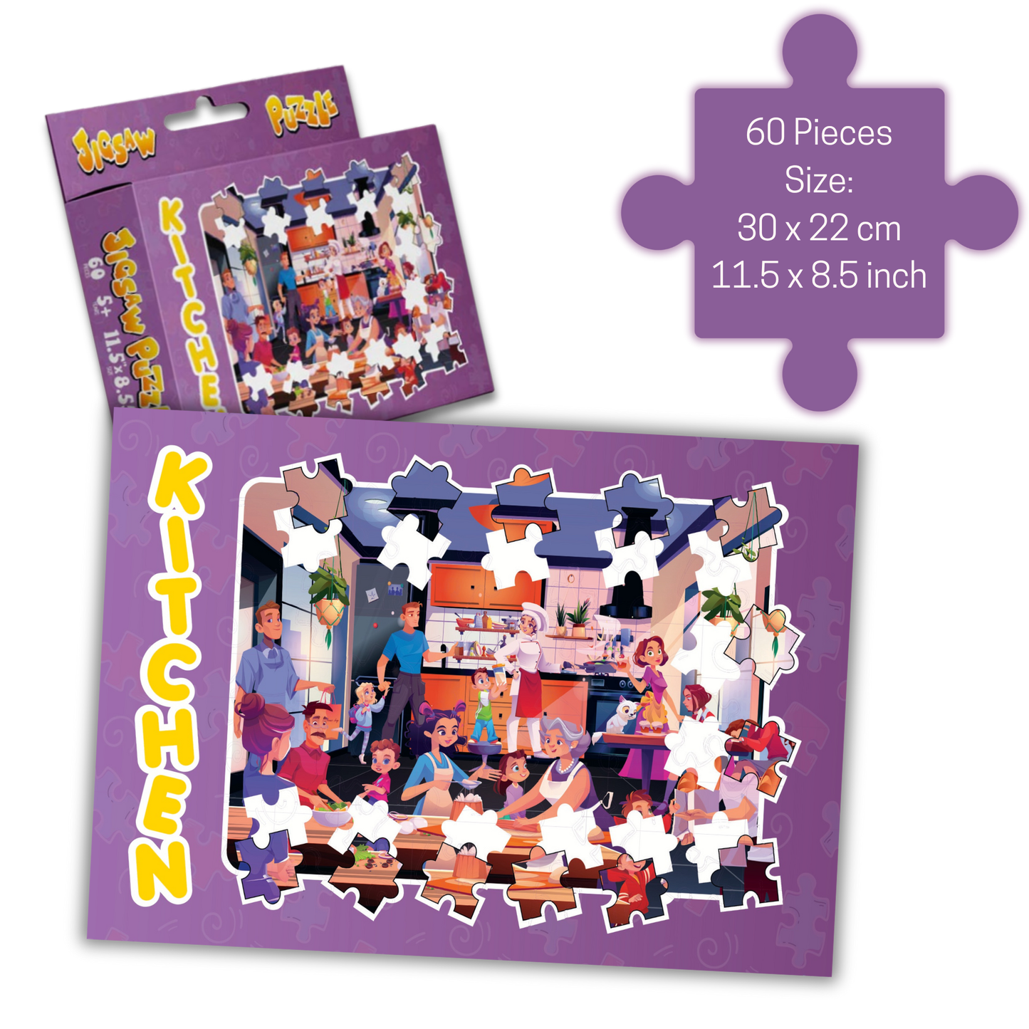 Educational Puzzles for Kids | 60 Pieces | Set of 8