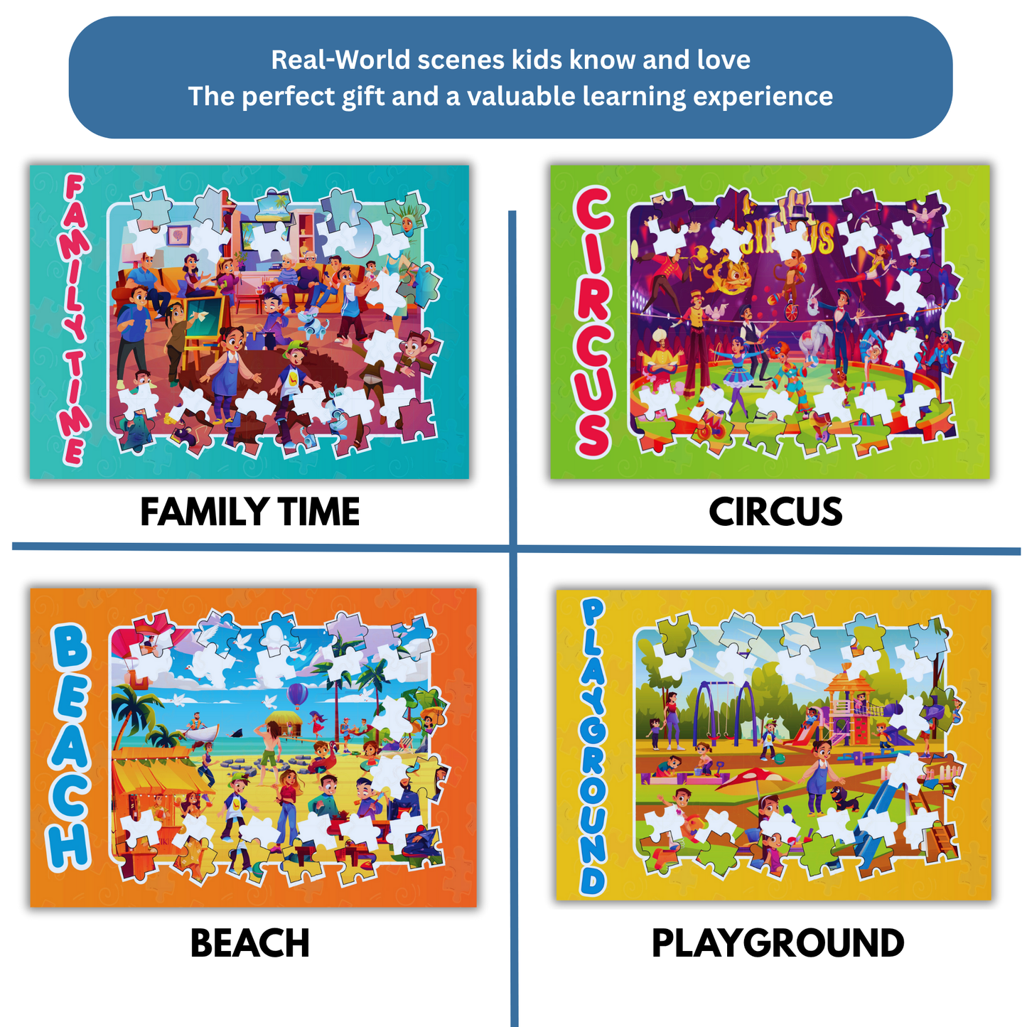 Educational Puzzles for Kids | 60 Pieces | Set of 8