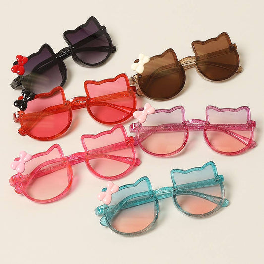 Kid's Bow Decor Cat Glitter Sunglasses