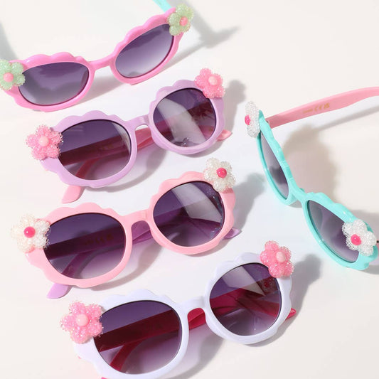Kids Colorful Fashion Sunglasses with Flower Deco