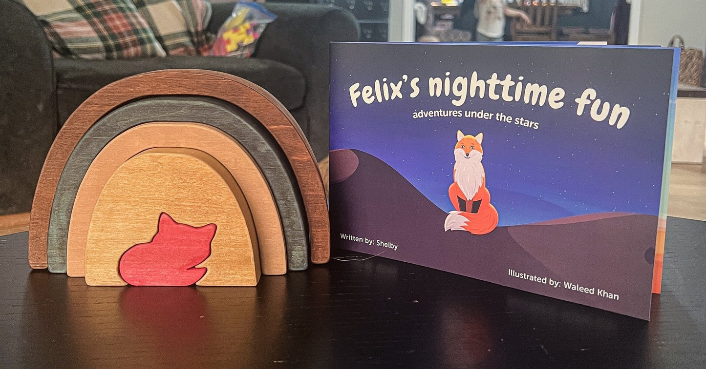 Felix the fox book and stacking toy set - Monkey Bandit kids